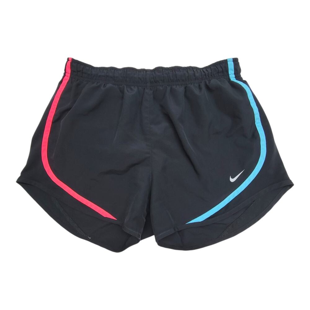 Nike Dri-FIT Tempo Running Shorts Womens M Black Multicolor Trim Lined Athletic